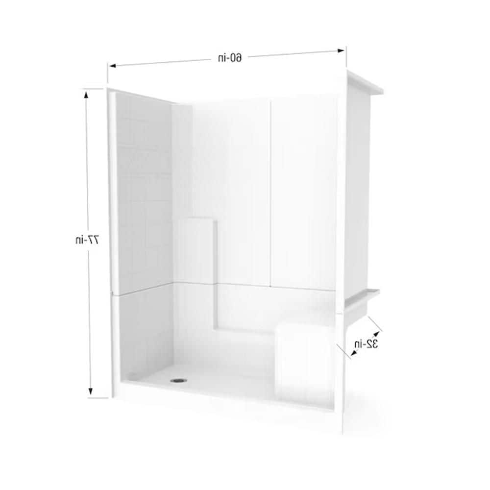 Ella 60 in. x 33 in. x 77 in. Freedom Low Threshold 3-Piece Shower Kit, White, Chrome Package, Right Seat, Left Drain