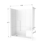 Ella 60 in. x 33 in. x 77 in. Freedom Low Threshold 3-Piece Shower Kit, White, Chrome Package, Right Seat, Left Drain