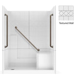 Ella 60 in. x 33 in. x 77 in. Freedom Low Threshold 3-Piece Shower Kit, White, Chrome Package, Right Seat, Left Drain