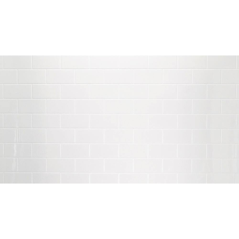 Classic 60 in. x 35 in. x 81 in. 1-Piece Subway Tile Shower Stall in White, RHS Molded Seat, Grab Bars, Center Drain