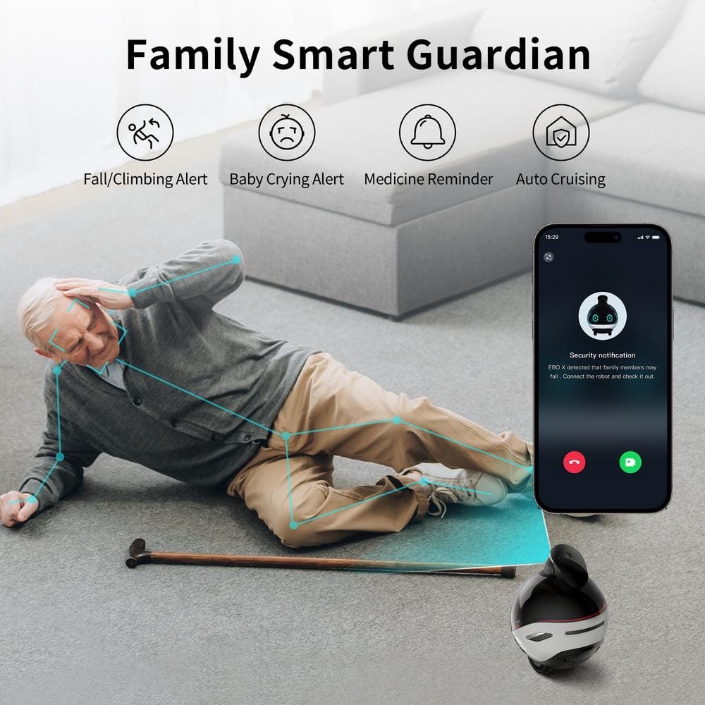 Enabot EBO X 4K UHD Stabilized Movable Indoor WiFi Smart Home Companion Robot Camera, with Smart Mapping, Alexa Built-In