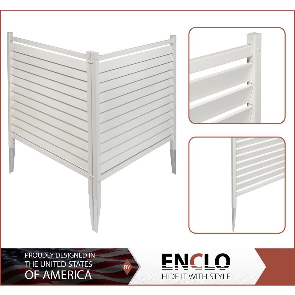 Enclo Privacy Screens 3.6 ft. x 3 ft. Waverly No Dig White Vinyl Decorative Privacy Screen Panel Kit