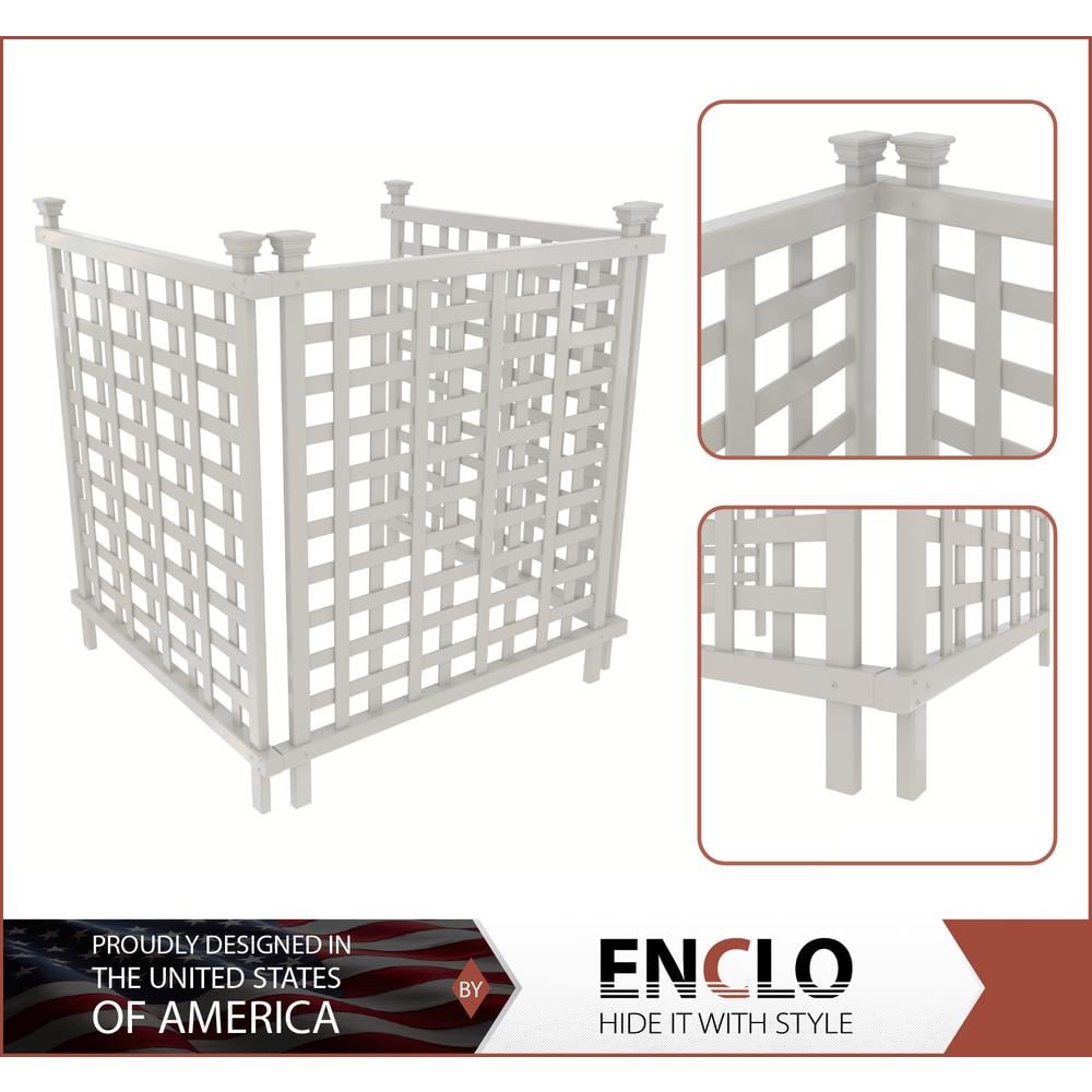 Enclo Liberty Lattice 3.5 ft. x 3 ft. White Vinyl AC Screen Fence Panel