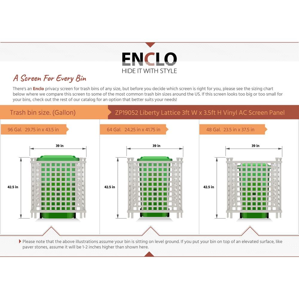 Enclo Liberty Lattice 3.5 ft. x 3 ft. White Vinyl AC Screen Fence Panel