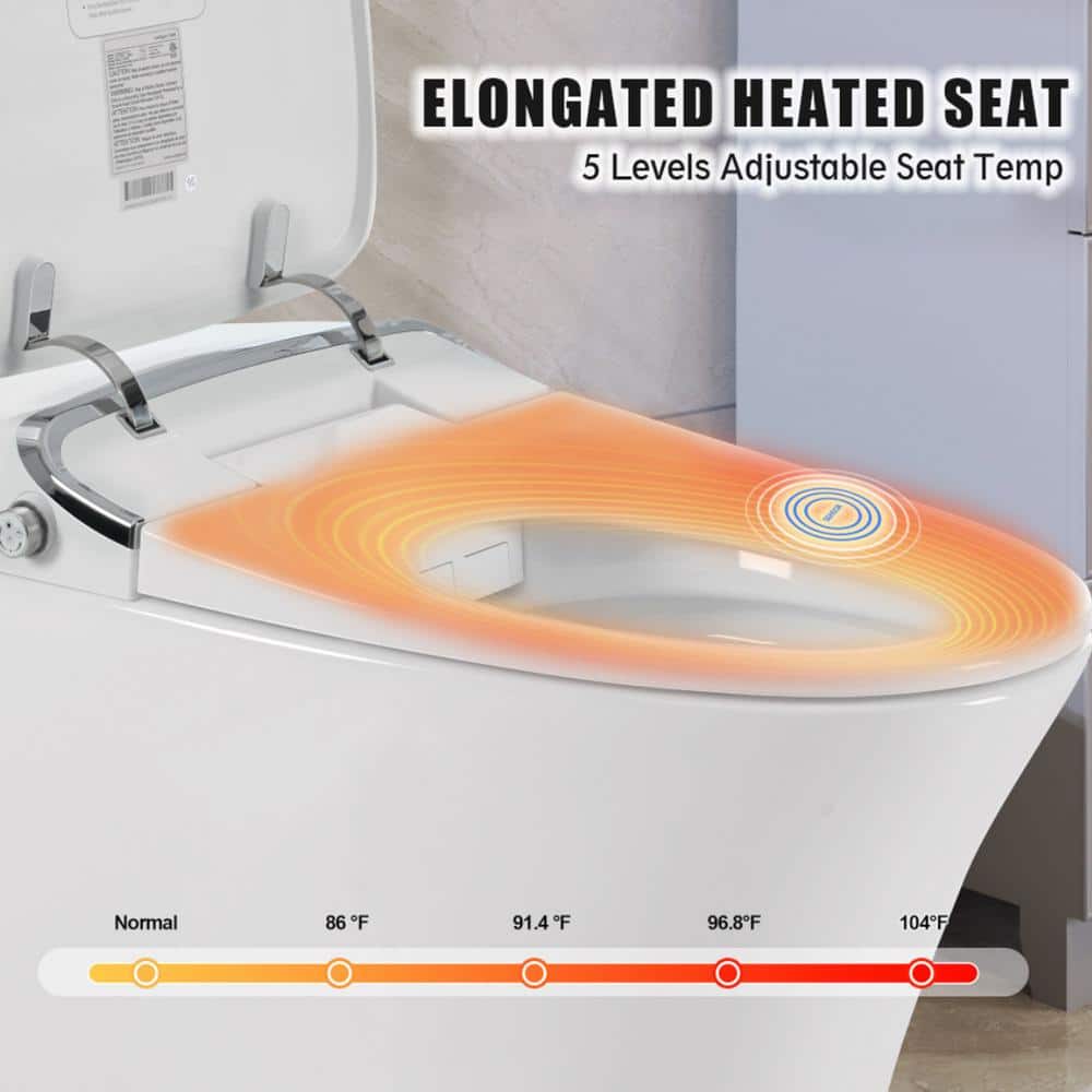 EPOWP 11.8" Dual Flush Smart Toilet with Heated Seat & Foot Sensor