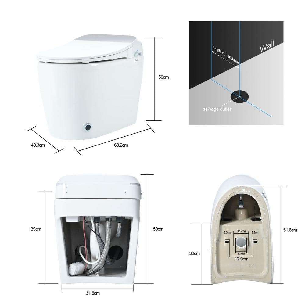 EPOWP Smart Toilet with Heated Seat and Foot Sensor Flush