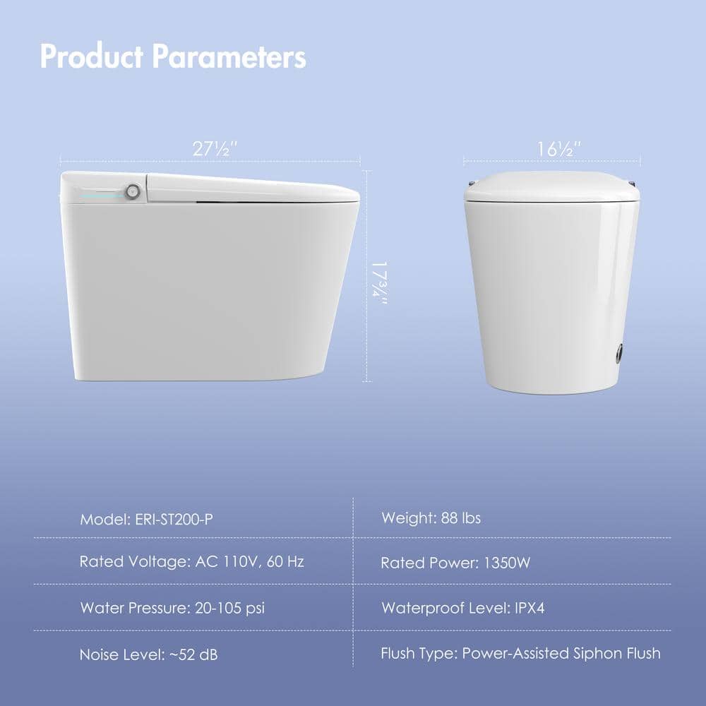 Eridanus 1-Piece Elongated Smart Bidet Toilet with Remote Control