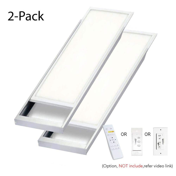 eSenLite 1 ft. x 4 ft. 400W Equivalent 4200LM Dimmable CCT White Integrated LED Panel Light Flush Mount Troffer w/ Frames (2-PK)