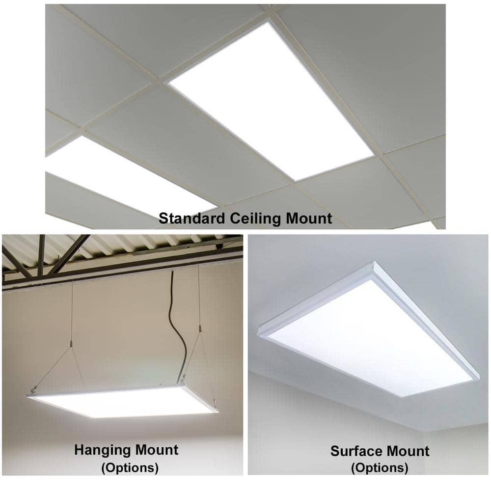 eSenLite 2 ft. x 4 ft. White Commercial Integrated LED 6300 Lumens Dimmable Drop Ceiling Flat Panel Troffer Light (2-Pack)