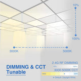 eSenLite 2 ft. x 4 ft. 6500 Lumens Integrated LED Panel Light 3000-5000K Backlit Wireless Dimmable CCT Color Changeable (2-Pack)