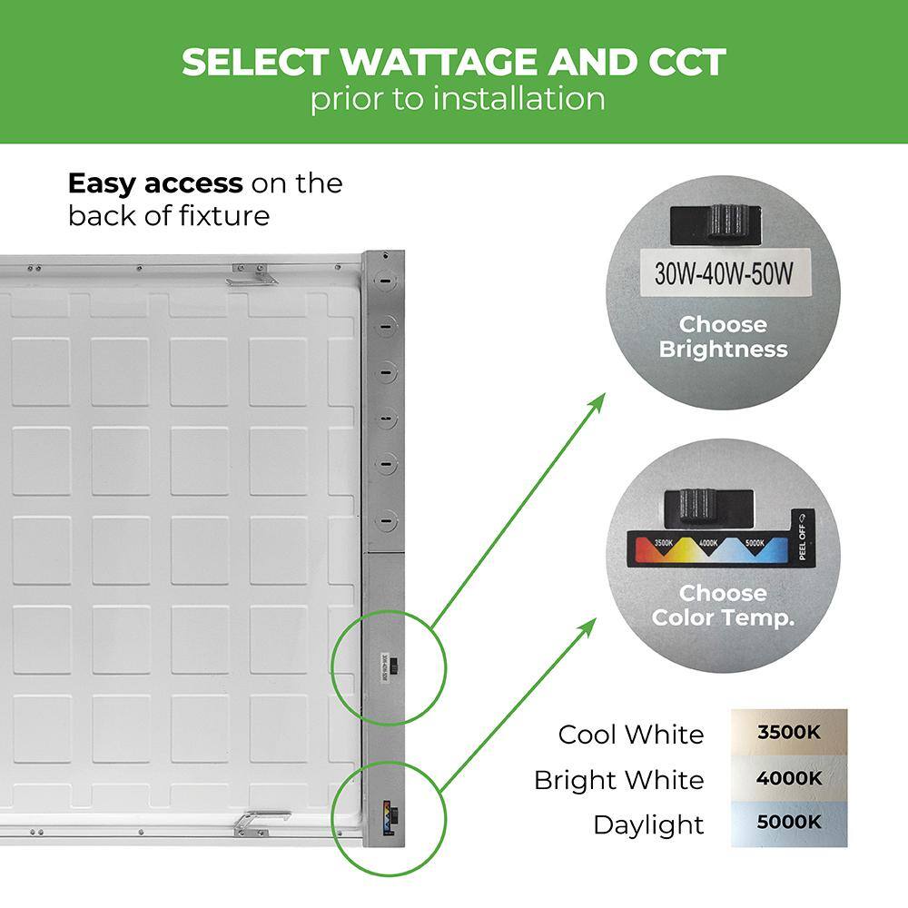 ETI LIGHTING 2 ft. x 4 ft. 100-Watt Equivalent Back-Lit Integrated LED White Troffer Adjust Lumen Levels 3500K 4000K 5000K (8-Pack)