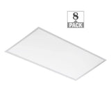 ETI LIGHTING 2 ft. x 4 ft. 100-Watt Equivalent Back-Lit Integrated LED White Troffer Adjust Lumen Levels 3500K 4000K 5000K (8-Pack)
