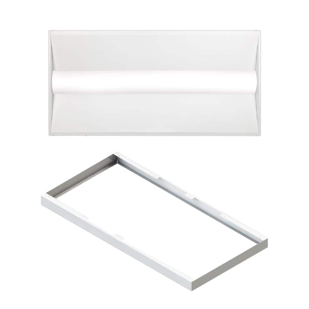 ETI LIGHTING 2 ft. x 4 ft. Center Basket LED Troffer Light with Surface Mount Kit 5850 Lumens 3500K 4000K 5000K 120-277V Dimmable