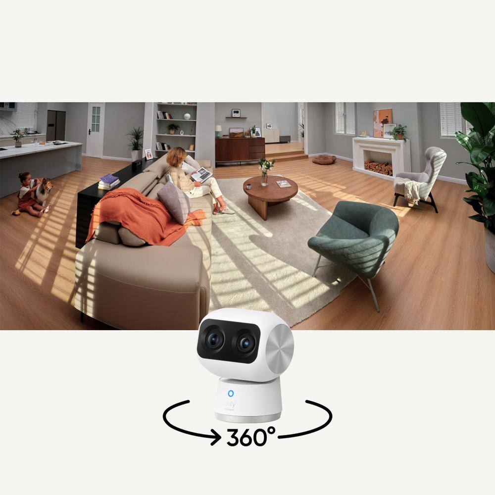 eufy Security S350 WiFi IndoorCam HardWired Pan and Tilt Security Camera with, No Monthly Fee, and HomeBase 3 Compatible