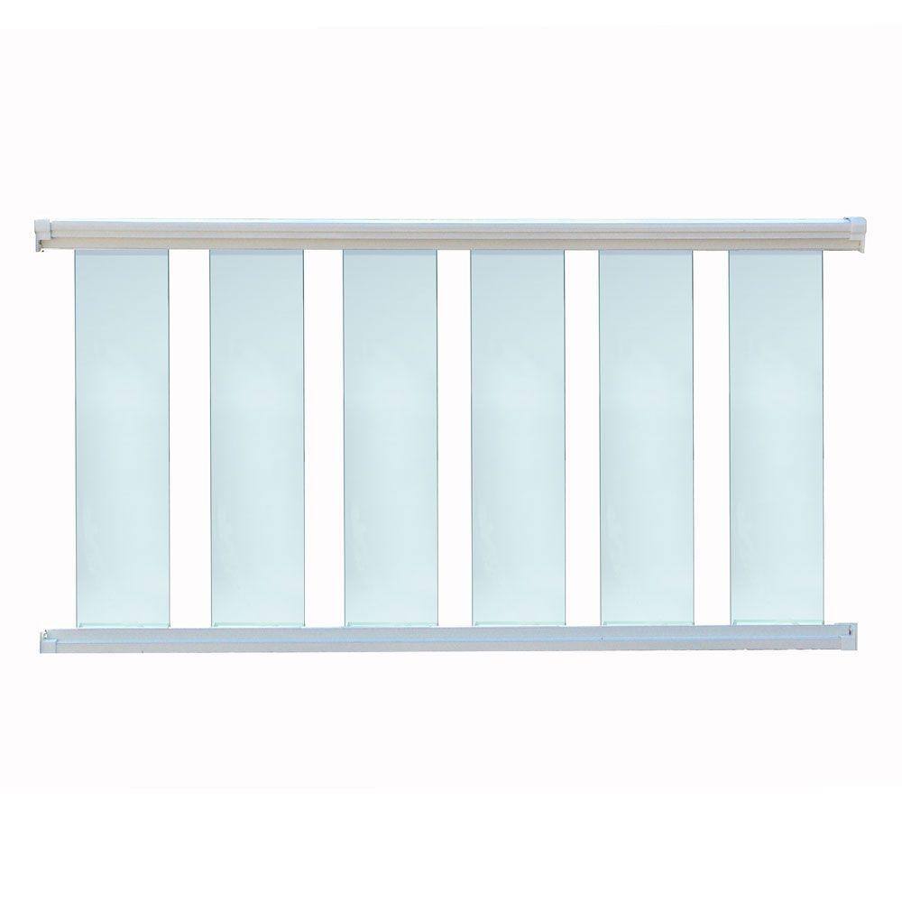 EZ Handrail 6 ft. x 36 in. White Aluminum Frame Glass Baluster Railing Kit