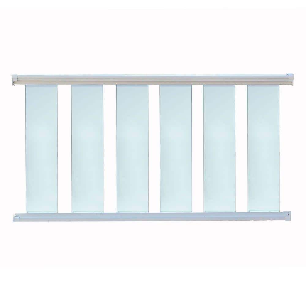 EZ Handrail 8 ft. x 42 in. White Aluminum Frame Glass Baluster Railing Kit