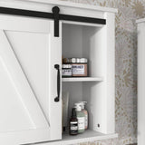 FAMYYT 27 in. W x 19.7 in. H Rectangular White Surface Mount Medicine Cabinet without Mirror with Adjustable Shelves