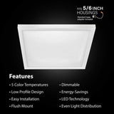 Feit Electric 10.5-Watt Integrated LED Flush Mount 7.5 in. White Square Dimmable Flat Panel Ceiling with Color Change 5CCT