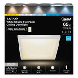 Feit Electric 10.5-Watt Integrated LED Flush Mount 7.5 in. White Square Dimmable Flat Panel Ceiling with Color Change 5CCT