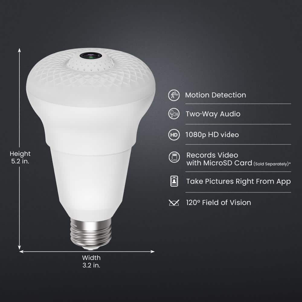 Feit Electric HD 1080P 10-Watt A23 LED Wi-Fi Smart IP Surveillance Home Security Camera Light Bulb, No Hub Required, Daylight (4-Pack)