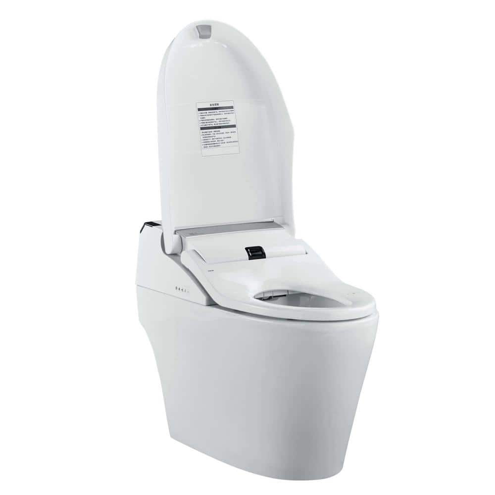 FINE FIXTURES Wave Dual Flush Elongated Toilet with Bidet Seat, White