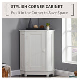 Flynama 17.5 in. W x 17.50 in. L x 31.40 in. H White Bathroom Cabinet Triangle Corner Storage Cabinet with Adjustable Shelf