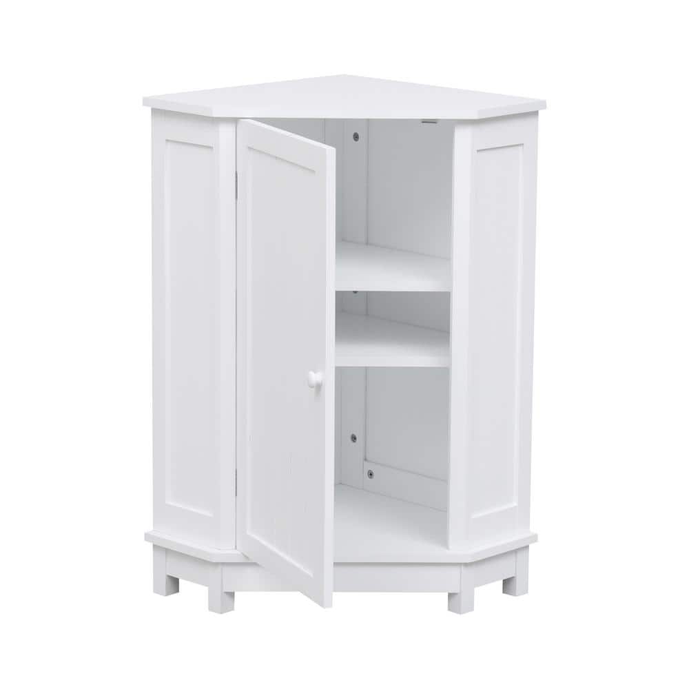 Flynama 17.5 in. W x 17.50 in. L x 31.40 in. H White Bathroom Cabinet Triangle Corner Storage Cabinet with Adjustable Shelf