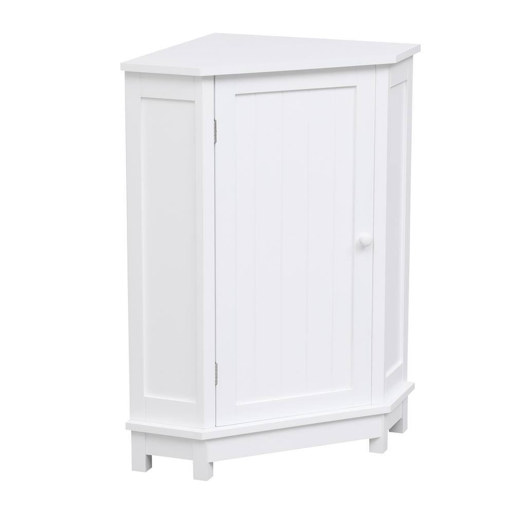 Flynama 17.5 in. W x 17.50 in. L x 31.40 in. H White Bathroom Cabinet Triangle Corner Storage Cabinet with Adjustable Shelf