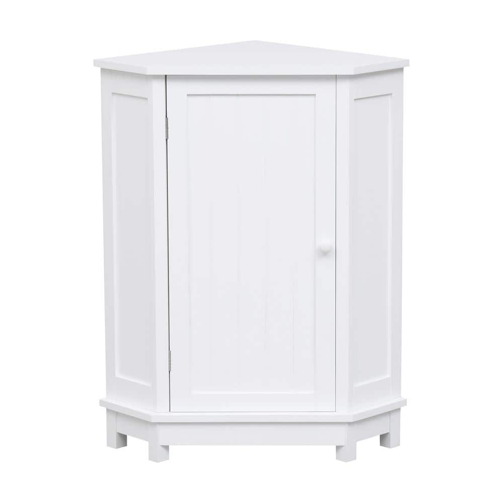 Flynama 17.5 in. W x 17.50 in. L x 31.40 in. H White Bathroom Cabinet Triangle Corner Storage Cabinet with Adjustable Shelf