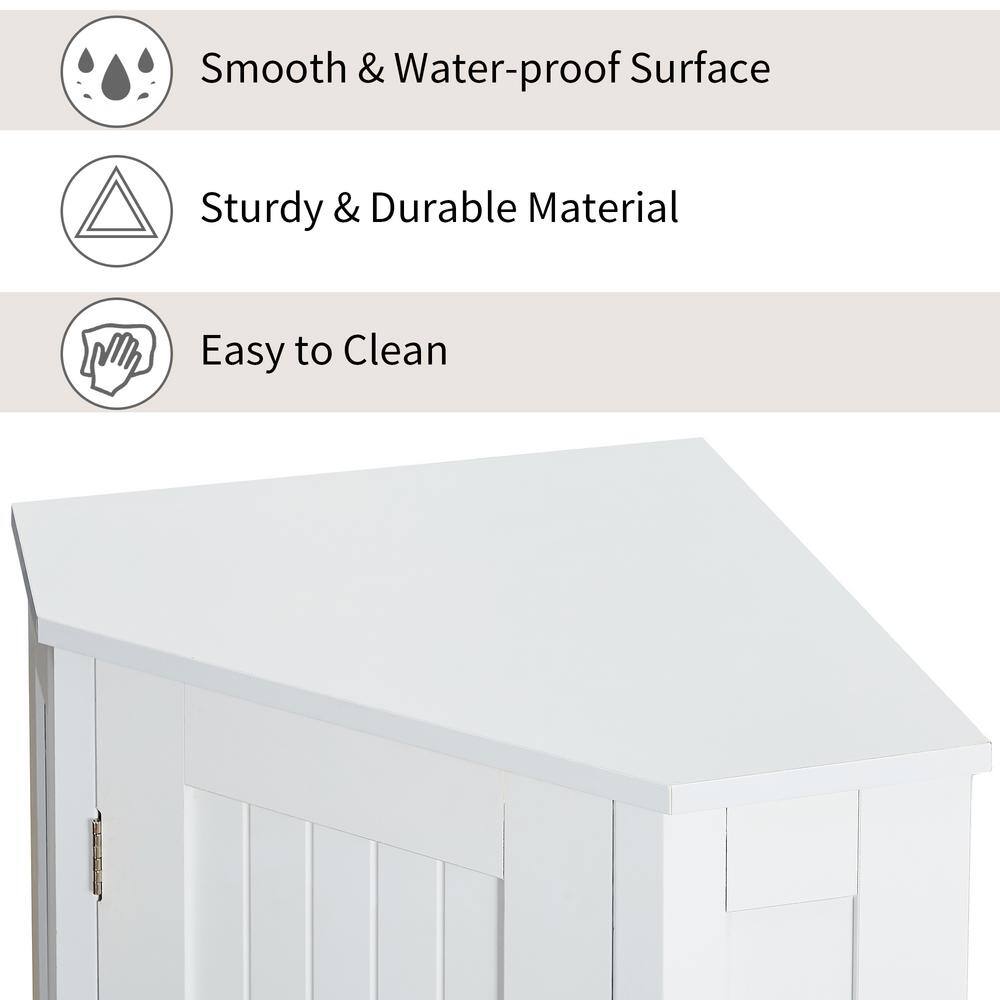 Flynama 17.5 in. W x 17.50 in. L x 31.40 in. H White Bathroom Cabinet Triangle Corner Storage Cabinet with Adjustable Shelf
