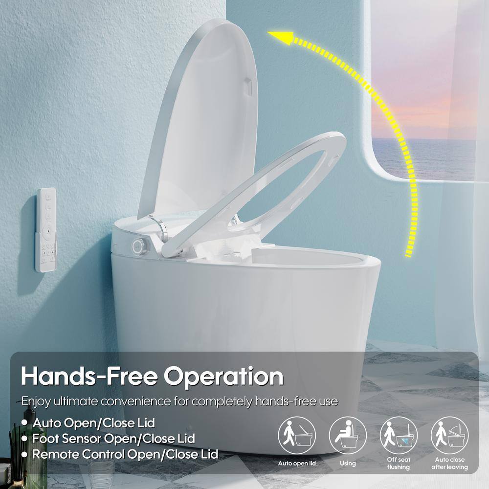 FORCLOVER 12-in-1 Dual Flush Elongated Smart Toilet with Heated Seat & Dryer in White