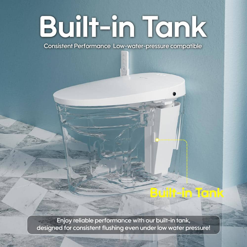 FORCLOVER 12-in-1 Dual Flush Elongated Smart Toilet with Heated Seat & Dryer in White