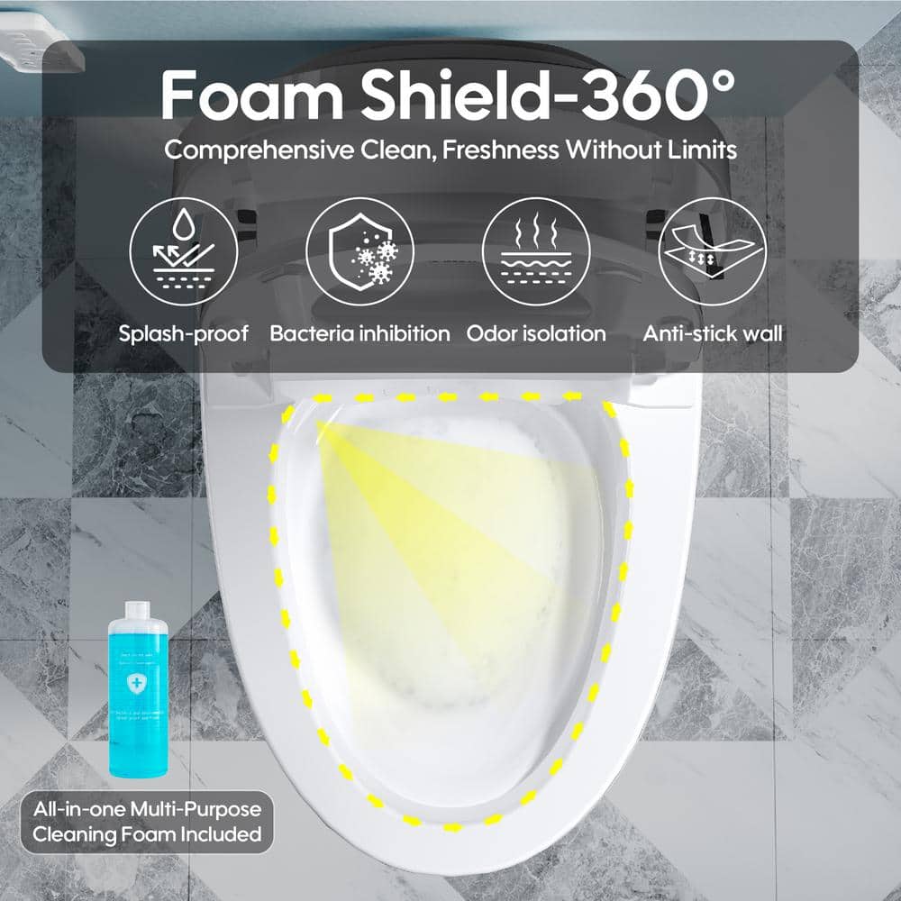 FORCLOVER 12-in-1 Dual Flush Elongated Smart Toilet with Heated Seat & Dryer in White
