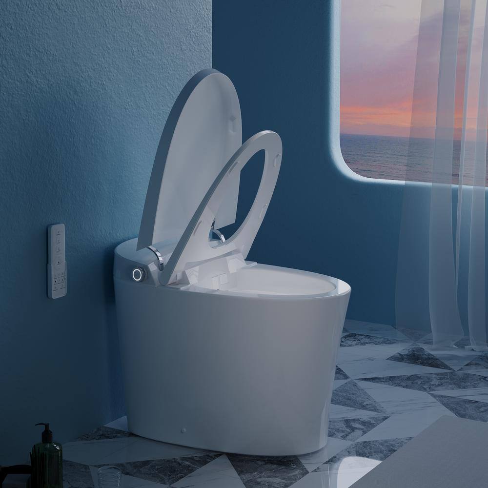 FORCLOVER 12-in-1 Dual Flush Elongated Smart Toilet with Heated Seat & Dryer in White