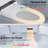 FORCLOVER 12-in-1 Dual Flush Smart Tank Elongated Toilet with Heated Seat & Dryer