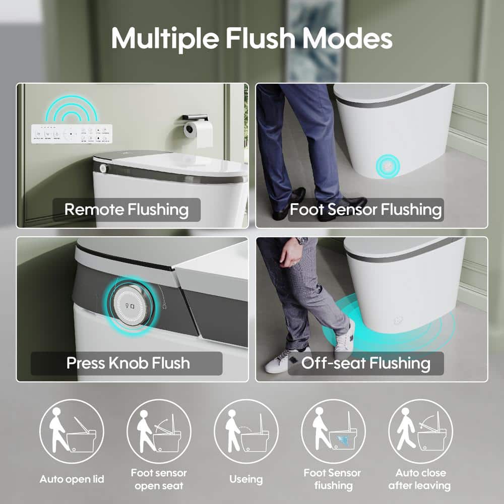 FORCLOVER 12-in-1 Dual Flush Smart Tank Elongated Toilet with Heated Seat & Dryer