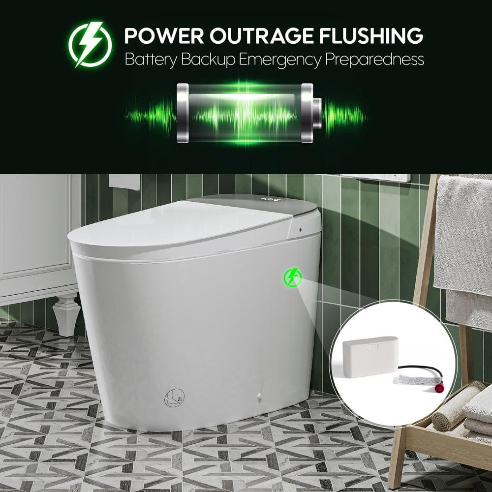FORCLOVER 12-in-1 Dual Flush Smart Toilet with Heated Seat and Dryer in White