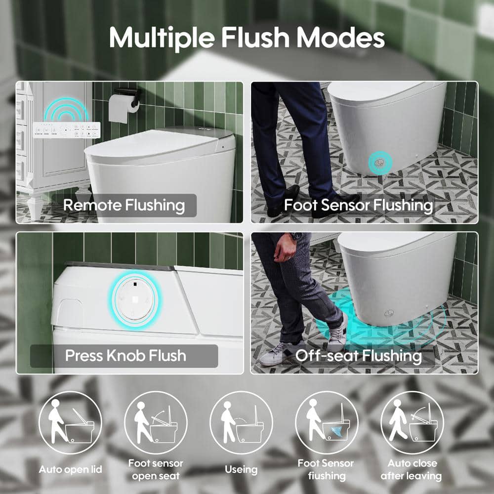 FORCLOVER 12-in-1 Dual Flush Smart Toilet with Heated Seat and Dryer in White