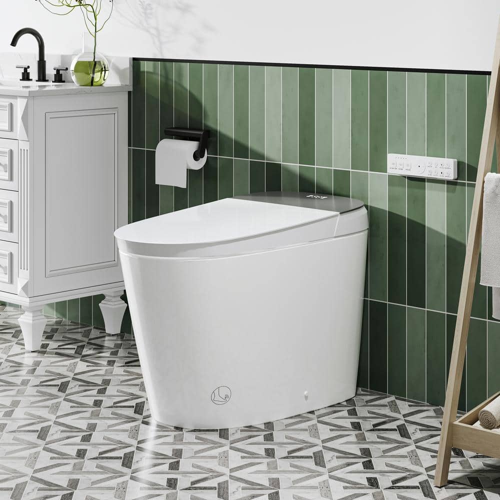 FORCLOVER 12-in-1 Dual Flush Smart Toilet with Heated Seat and Dryer in White