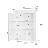 FORCLOVER 24 in. W x 30 in. H Rectangular Surface Mount Solid Wood Medicine Cabinet with Mirror
