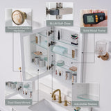 FORCLOVER 24 in. W x 32 in. H Rectangular Recessed Solid Wood Medicine Cabinet with Mirror, Left Hinge