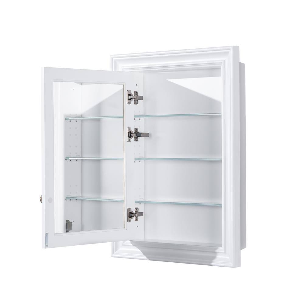 FORCLOVER 24 in. W x 32 in. H Rectangular Recessed Solid Wood Medicine Cabinet with Mirror, Left Hinge