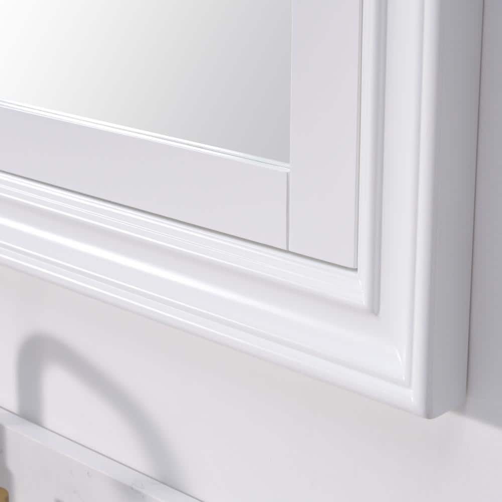 FORCLOVER 24 in. W x 32 in. H Rectangular Recessed Solid Wood Medicine Cabinet with Mirror, Left Hinge