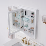 FORCLOVER 24 in. W x 32 in. H Rectangular Recessed Solid Wood Medicine Cabinet with Mirror, Left Hinge