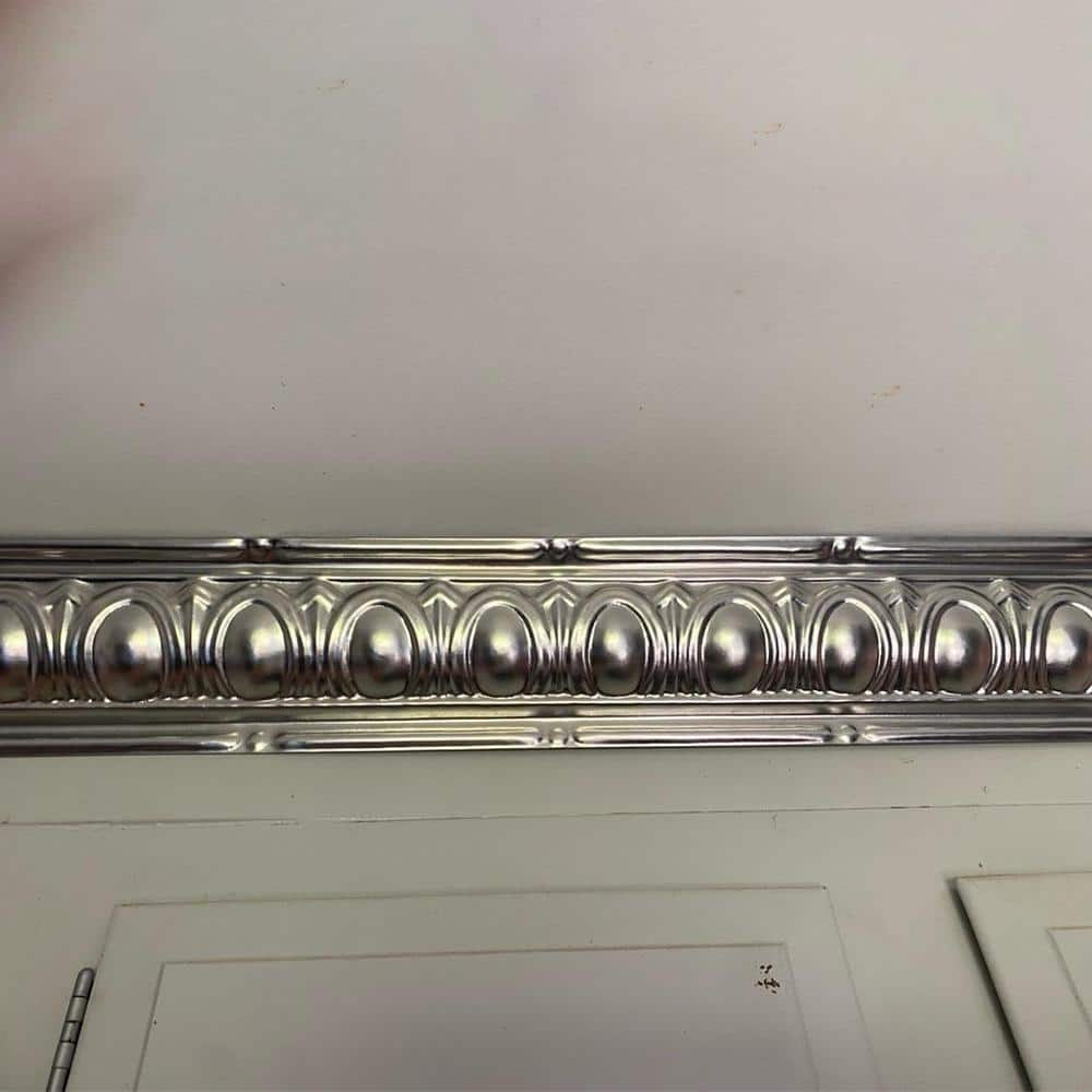 FROM PLAIN TO BEAUTIFUL IN HOURS Puffy Archways 0.012 in. x 4.25 in. x 48 in. Metal Bed Moulding Nail-Up Tin Cornice in White (24 Ln. ft./Pack)(6-Pieces)