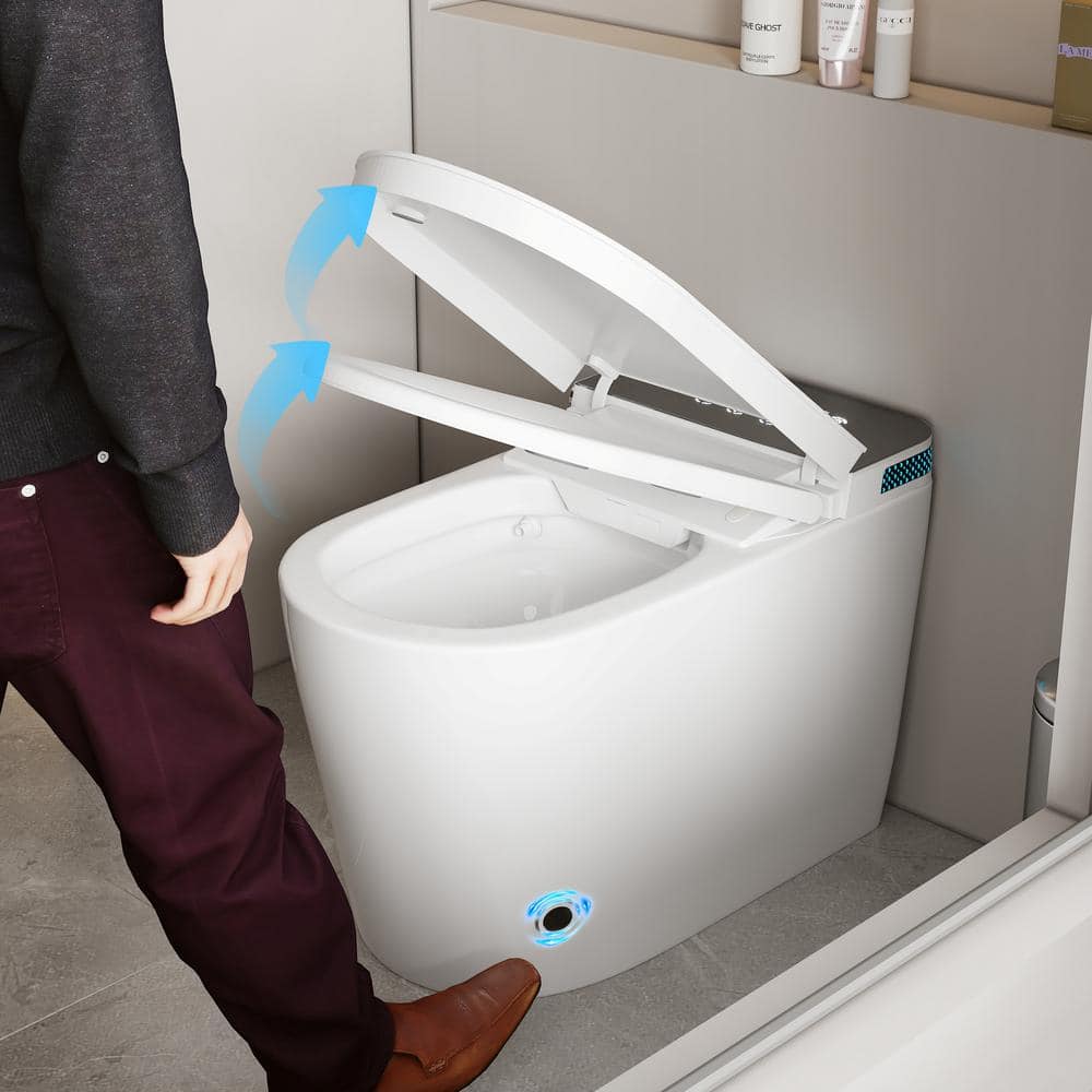 FUFU&GAGA Elongated Smart Bidet Toilet in White with Auto Mode & Heated Seat