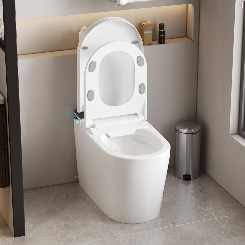FUFU&GAGA Elongated Smart Bidet Toilet in White with Auto Mode & Heated Seat