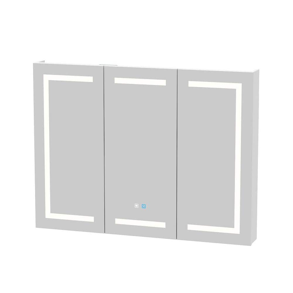 FUFU&GAGA 47.2 in. W x 35.4 in. H Rectangular Surface Mount Bathroom Medicine Cabinet with Mirror, Anti-fog function, LED Light