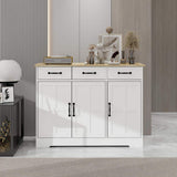 FUNKOL 42.72-in W x 15.35-in D x 32.09-in H in MDF Ready to Assemble Kitchen Cabinet in White with 3 Drawers and 3 Doors