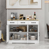 FUNKOL 42.72-in W x 15.35-in D x 32.09-in H in MDF Ready to Assemble Kitchen Cabinet in White with 3 Drawers and 3 Doors